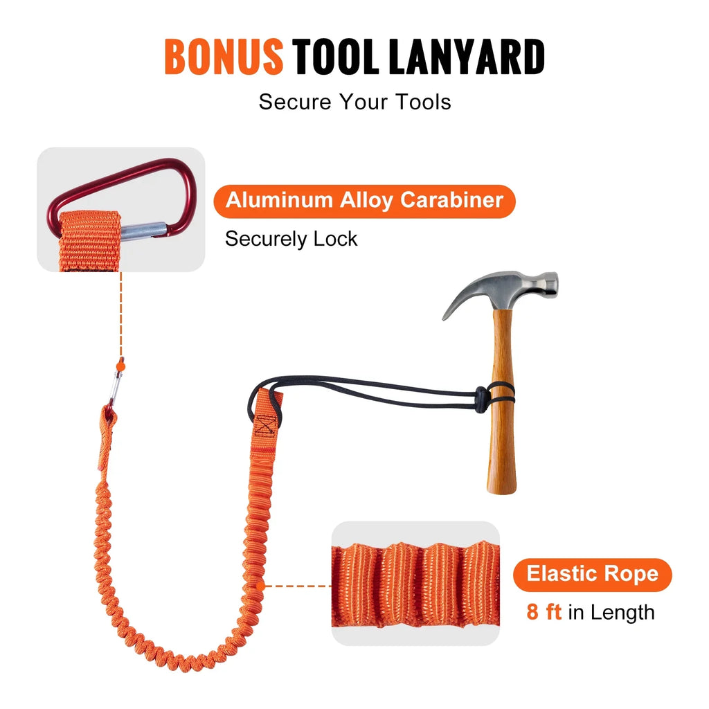 Steel Core flipline, 1/2" x 8' Arborist Flipline, Flip Line for Tree Climbing with Alloy Steel Snap Hook, Aluminum Alloy Carabiner and Extra Tool Lanyard, for Arborist, Tree Climbers