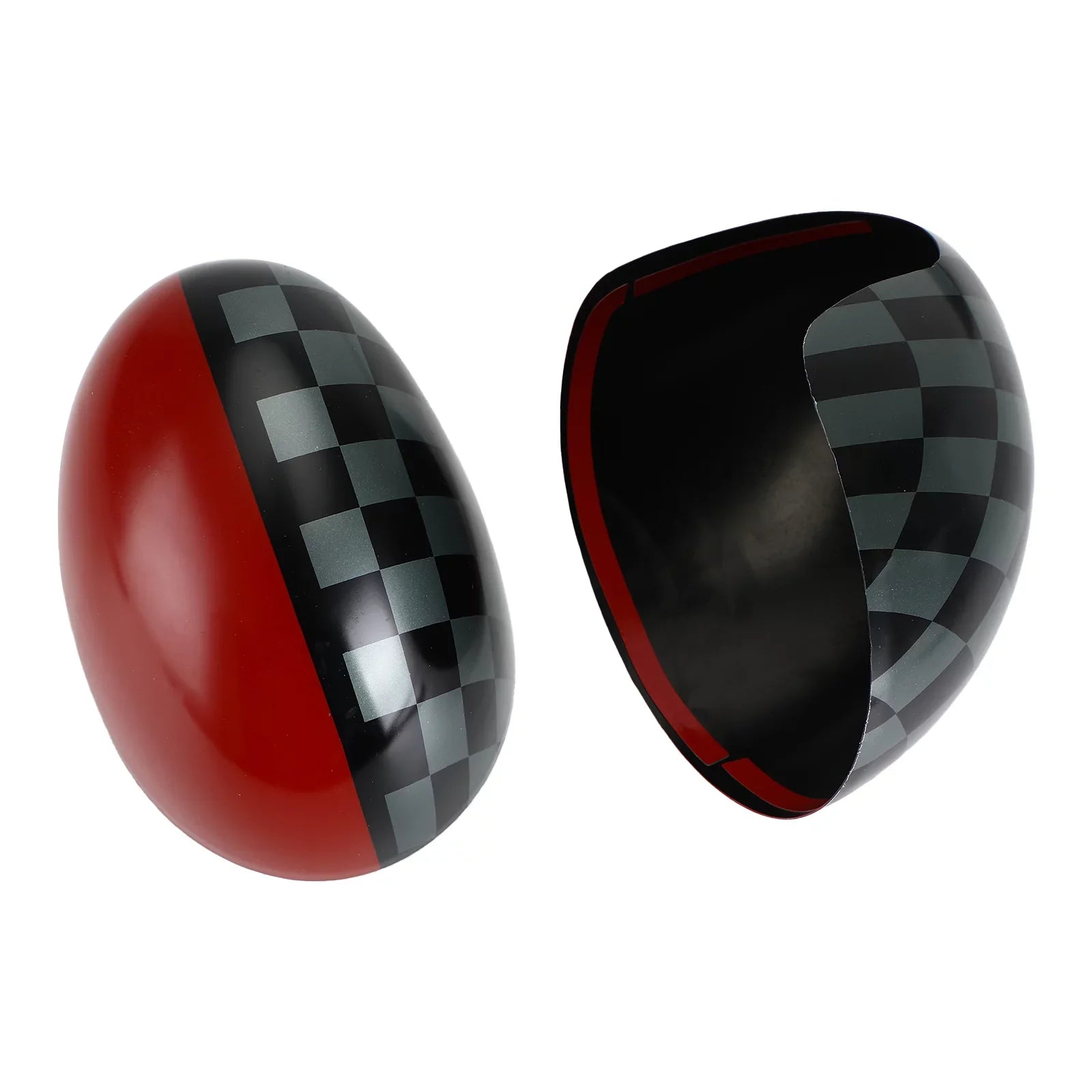 Black/Grey checkered Red Mirror Cover for  Cooper Hardtop F55 F56
