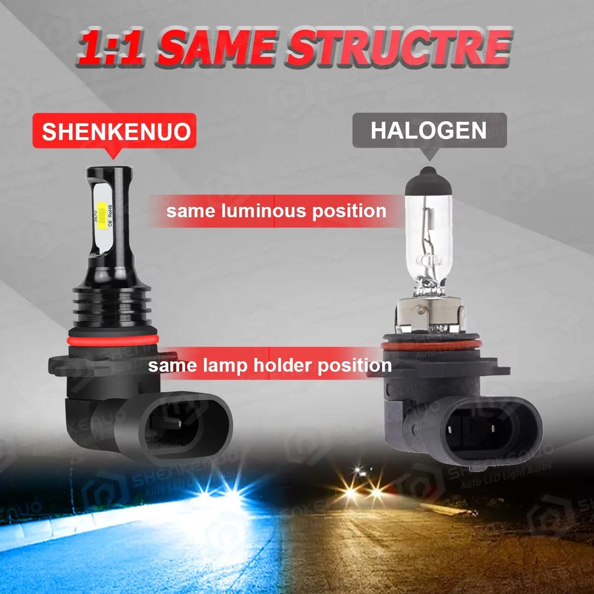 9005+H8/H9/H11 for Ford Explorer 2011-2015 Ice Blue Led Headlights Bulb Fog Light,,C07