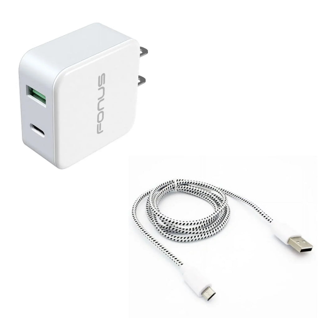 36W Quick Home Charger w MicroUSB 10ft  Cable E7Y for Coolpad Illumina, Defiant,  Plus - Doro PhoneEasy 626, Doro 824 SmartEasy -  One M9 A9, Desire  626s 626 612 610 555 530 526