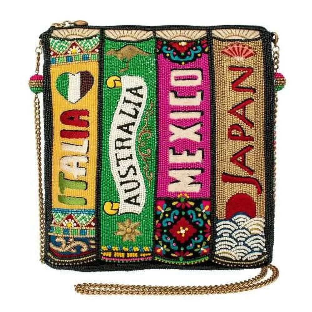 Mary Frances Well Traveled Black Books Spring Beaded Crossbody Handbag