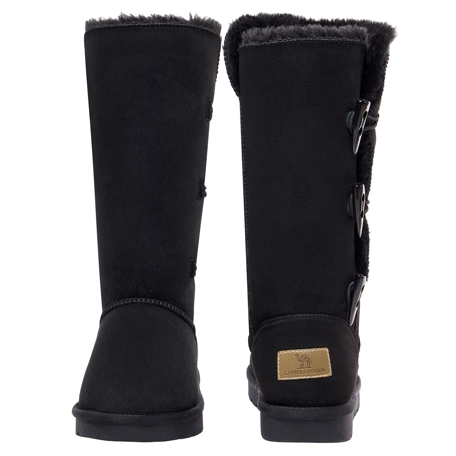 Winter Tall Boots for Women Snow Boot Button Fashion Black Boots Knee High Classic Slip On Boot Outdoor Shoes