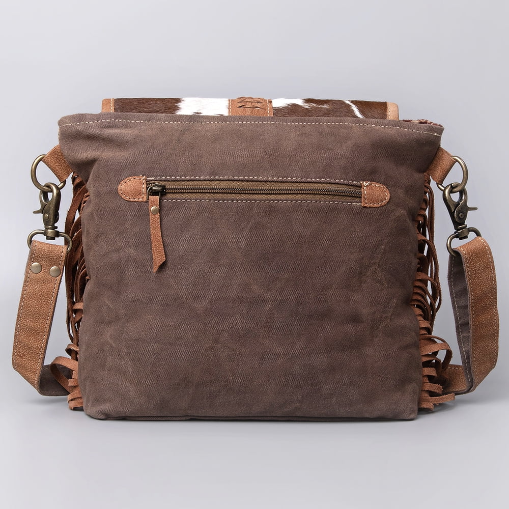 KB483 Cross Body Upcycled Canvas Hair-On Genuine Leather women bag western handbag purse