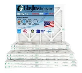 Glasfloss 20x36x1 -  10 -Qty:12 - Furnace Air Filter - Made in  (Actual Size: 19.5 x 36.5x7/8 inch)