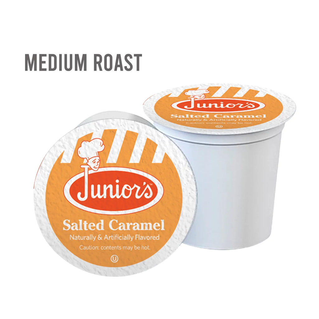 Junior's Most Fabulous Salted Caramel, Medium Roast Single Serve Cups 2 Boxes 18 Ct each