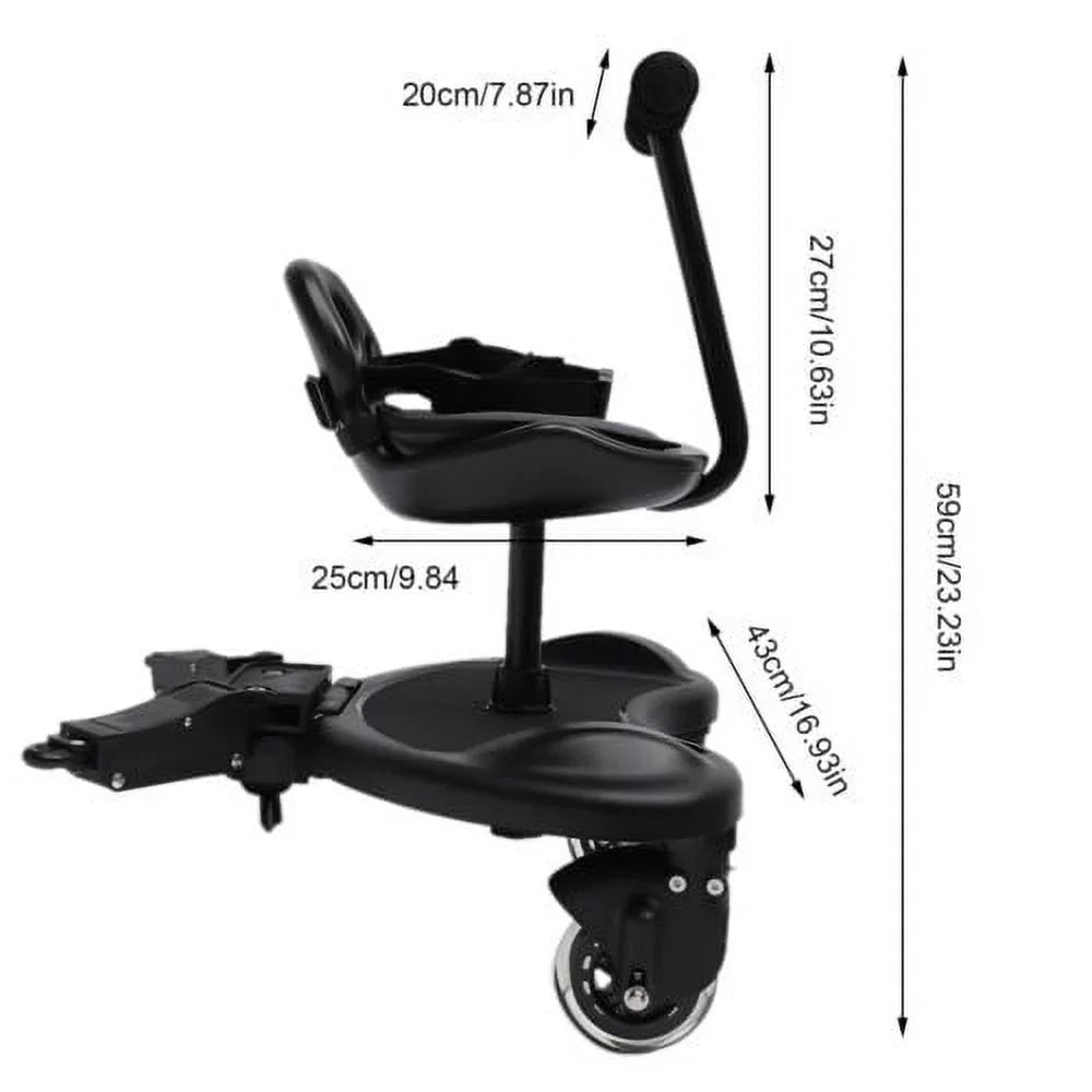 Child Rider Stroller Attachment w/ Saddle Seat+Standing Platform Buggy Board