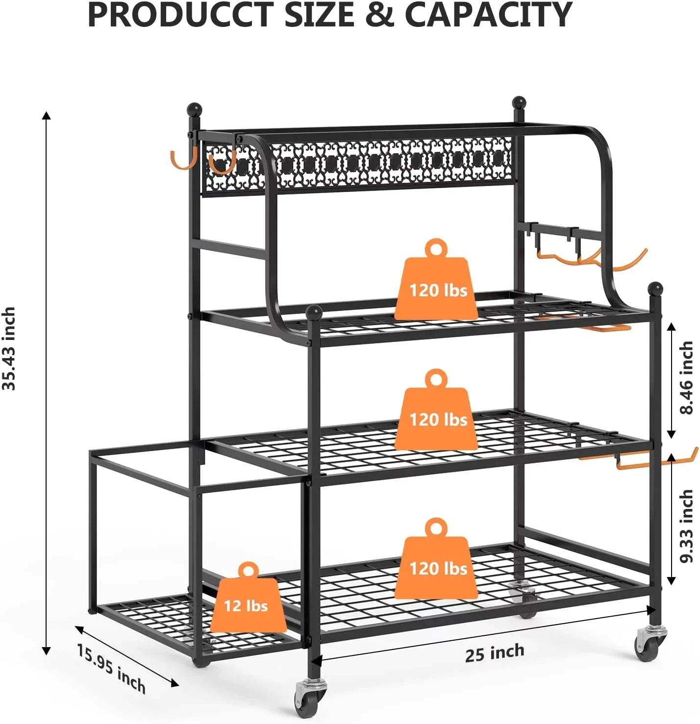 Y&M Yoga Mat Storage Racks, Home Gym Storage Rack for Organizing Kettlebells Dumbbells Foam Roller, All-in-One Workout Equipment Storage Organizer with Hooks and Wheels, Yoga Strap and Resistance Band