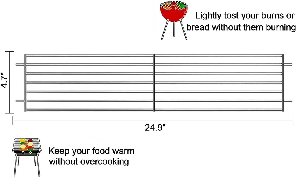 7513 Grill Warming Rack for Weber Spirit 700, Genesis Silver B&C, 7513/88719 304 Stainless Steel Warming Rack Replacement for Weber Genesis 1000-5500, Gold B & C, 24.9 x 4.7 x 4 in