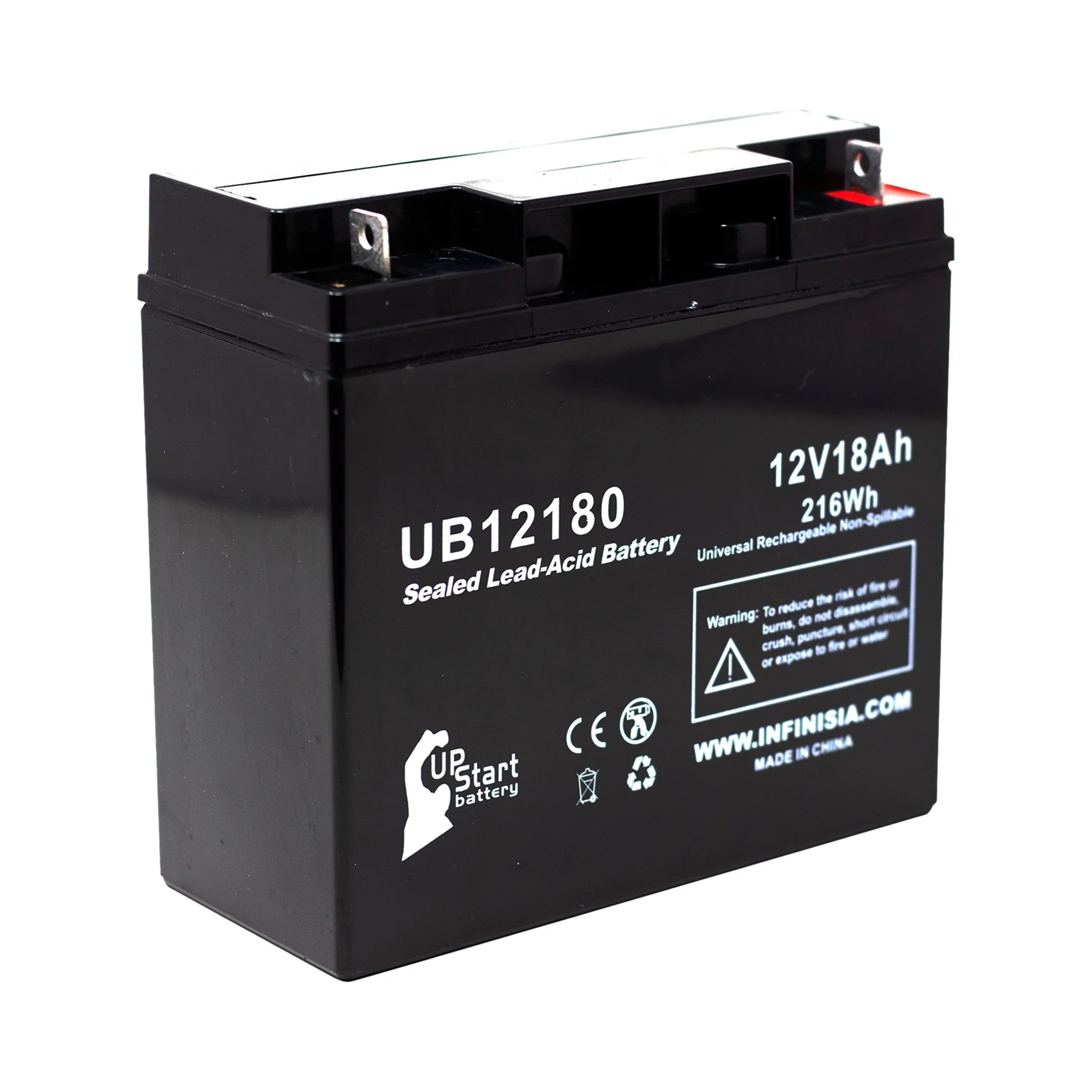 Compatible    CFP12V18UPS Battery - Replacement UB12180 Universal Sealed Lead Acid Battery (12V, 18Ah, 18000mAh, T4 Terminal, , )