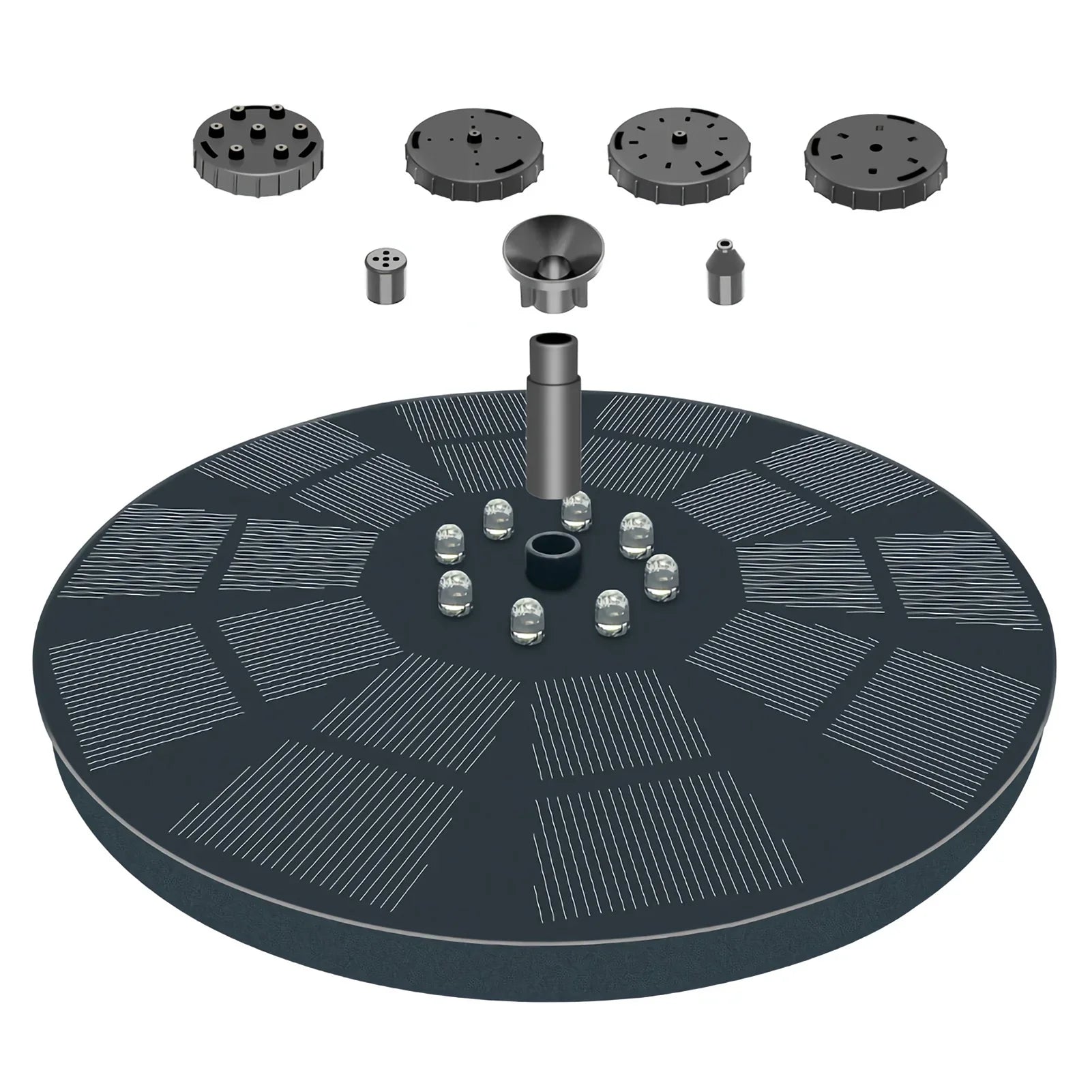 Nebublu Fountain,7 Spray Patterns Solar Pump 3w Water Pump With Battery Pond Pool Bath 7 Patterns Water Pump And Solar Powered 3w Solar Powered Pool Fish Bath 7 Spray Led