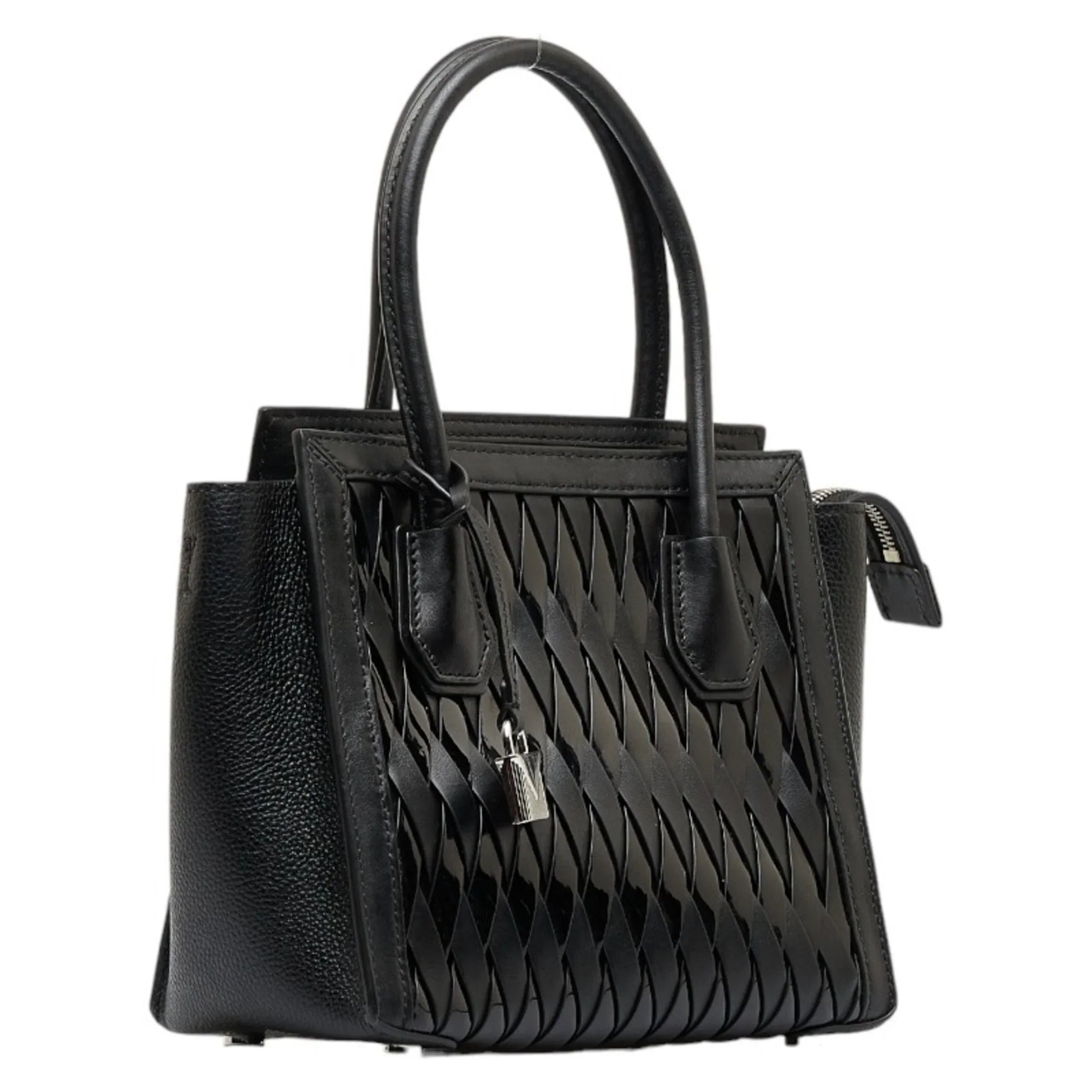Pre-Owned Michael Kors Mercer Studio Woven Handbag Shoulder Bag Black Leather Patent Women's (Good)