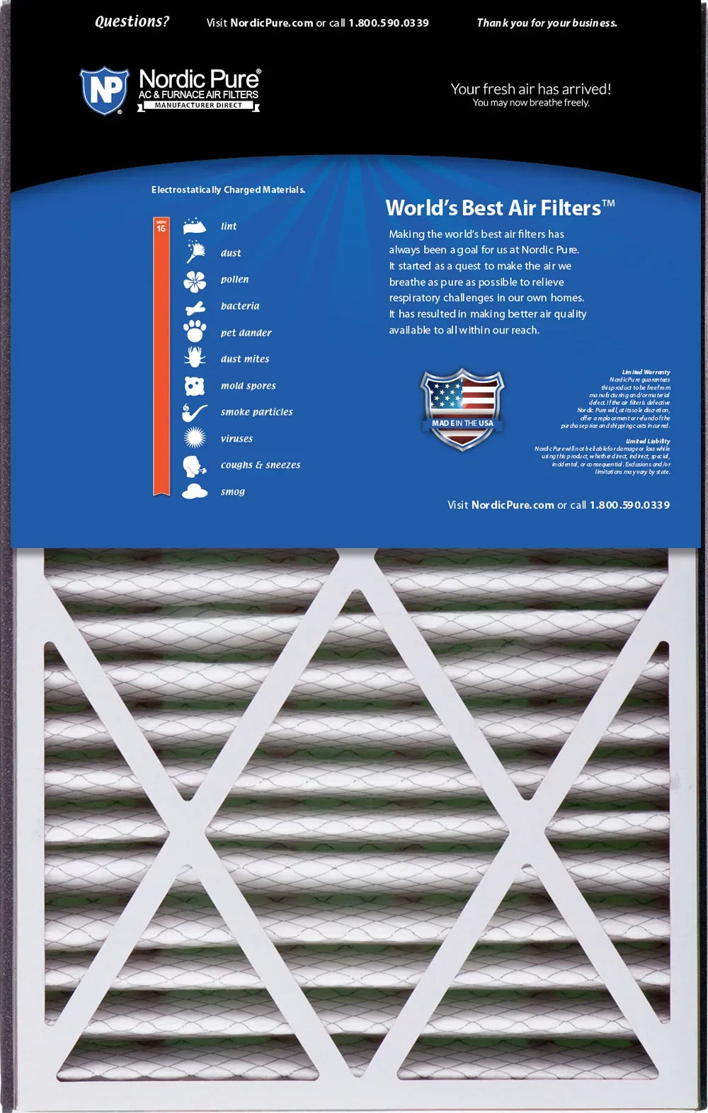 Air Bear Cub 16x25x3 Replacement 266649-101  15 Air Filter 1 Pack