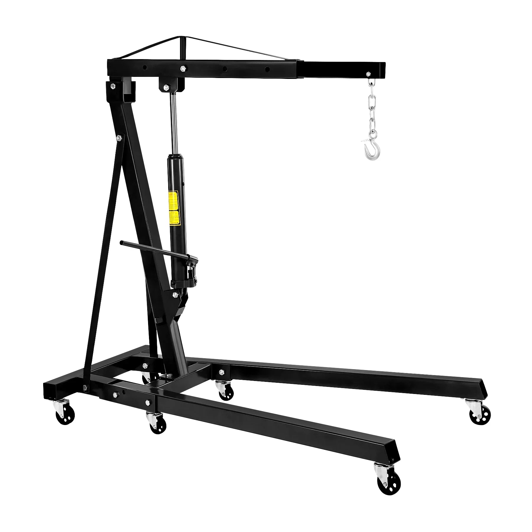 Folding Engine Crane 4400lbs, Lifting Capacity Shop Crane 2-ton, Hydraulic Engine Hoist, Cherry Picker With Telescopic Boom And Legs, Heavy Duty Steel Folding Shop Crane, Manual Engine Crane