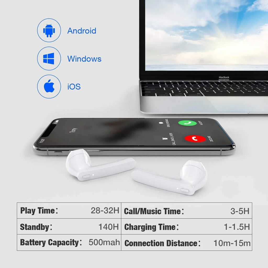 For Google Pixel 7a -  Earphones, Wireless Earbuds Headphones True Stereo Headset Hands-free Mic Charging Case B4K