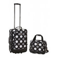 Rockland  2 Pc New Blk Dot Luggage Set