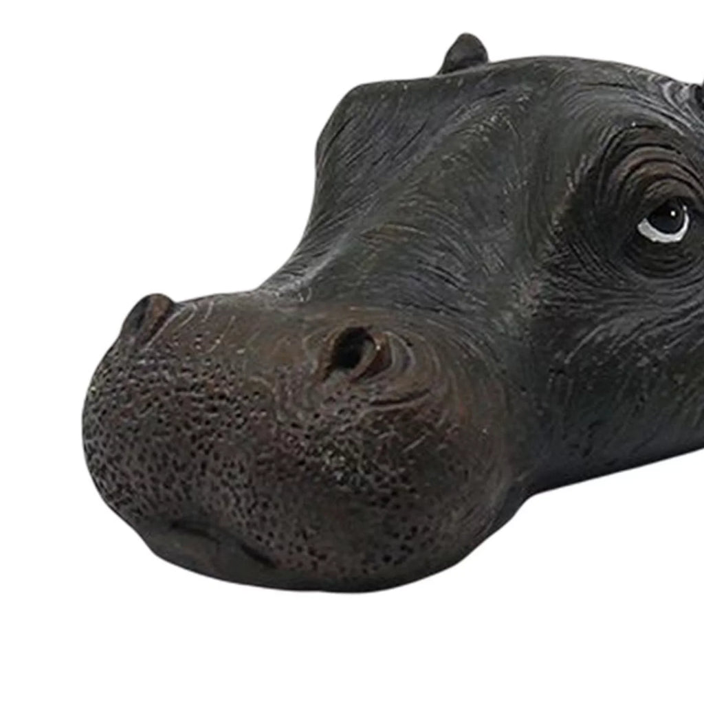 Novelty Floating Hippo Head Ornaments Realistic Animals Statue for Swimming Pool Mouth Closed