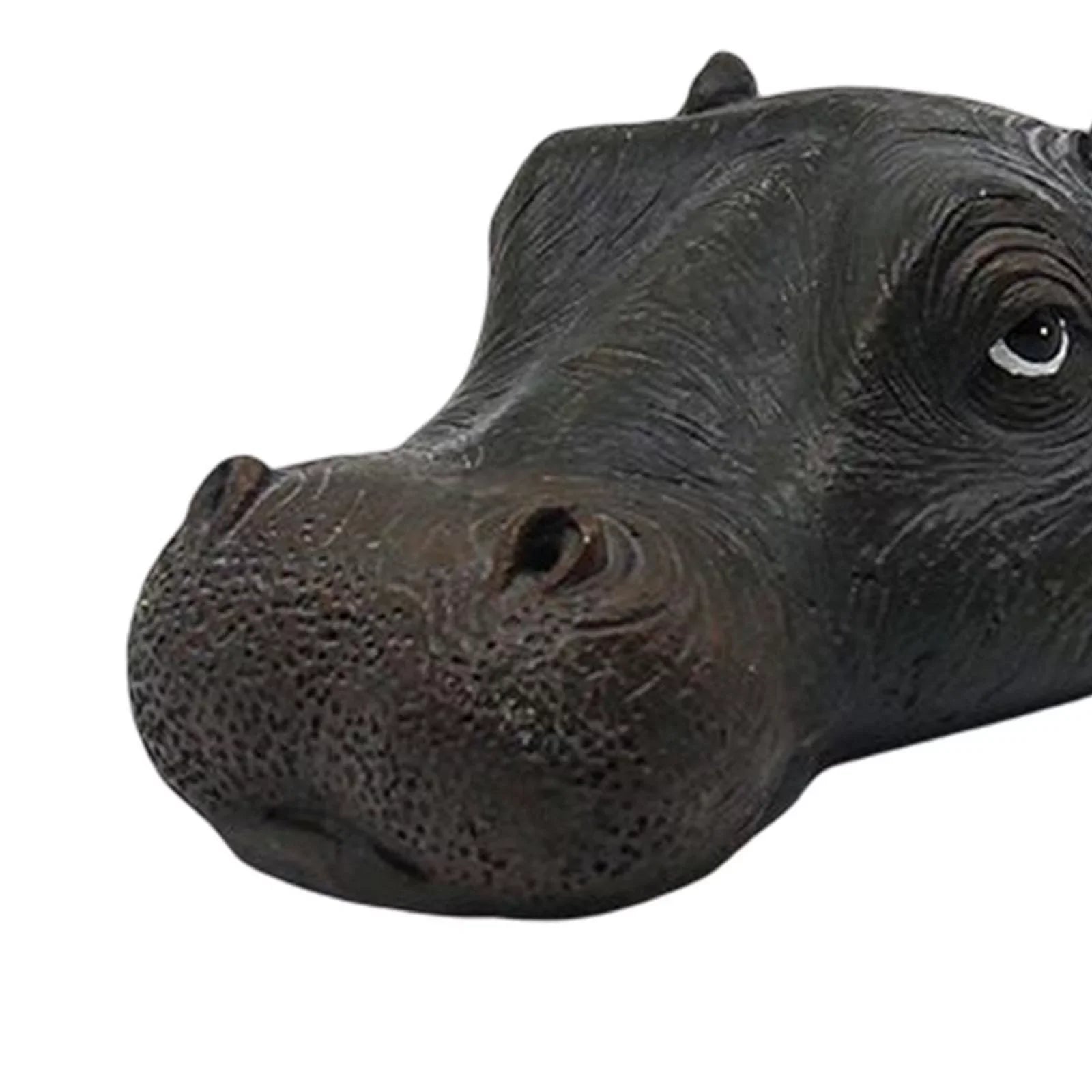 Novelty Floating Hippo Head Ornaments Realistic Animals Statue for Swimming Pool Mouth Closed