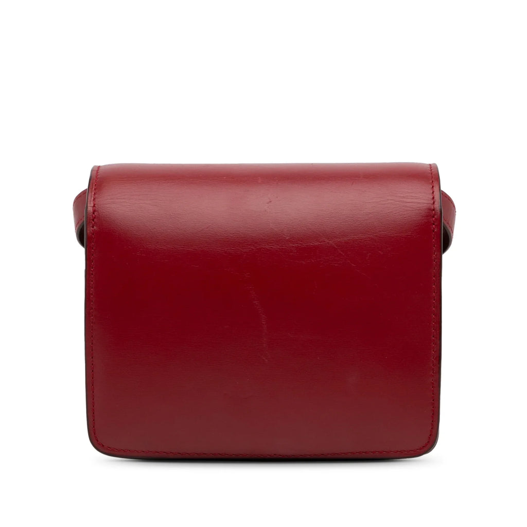 Pre-Owned Authenticated Celine Small Classic Box Calf Leather Red Crossbody Bag Unisex (Good)