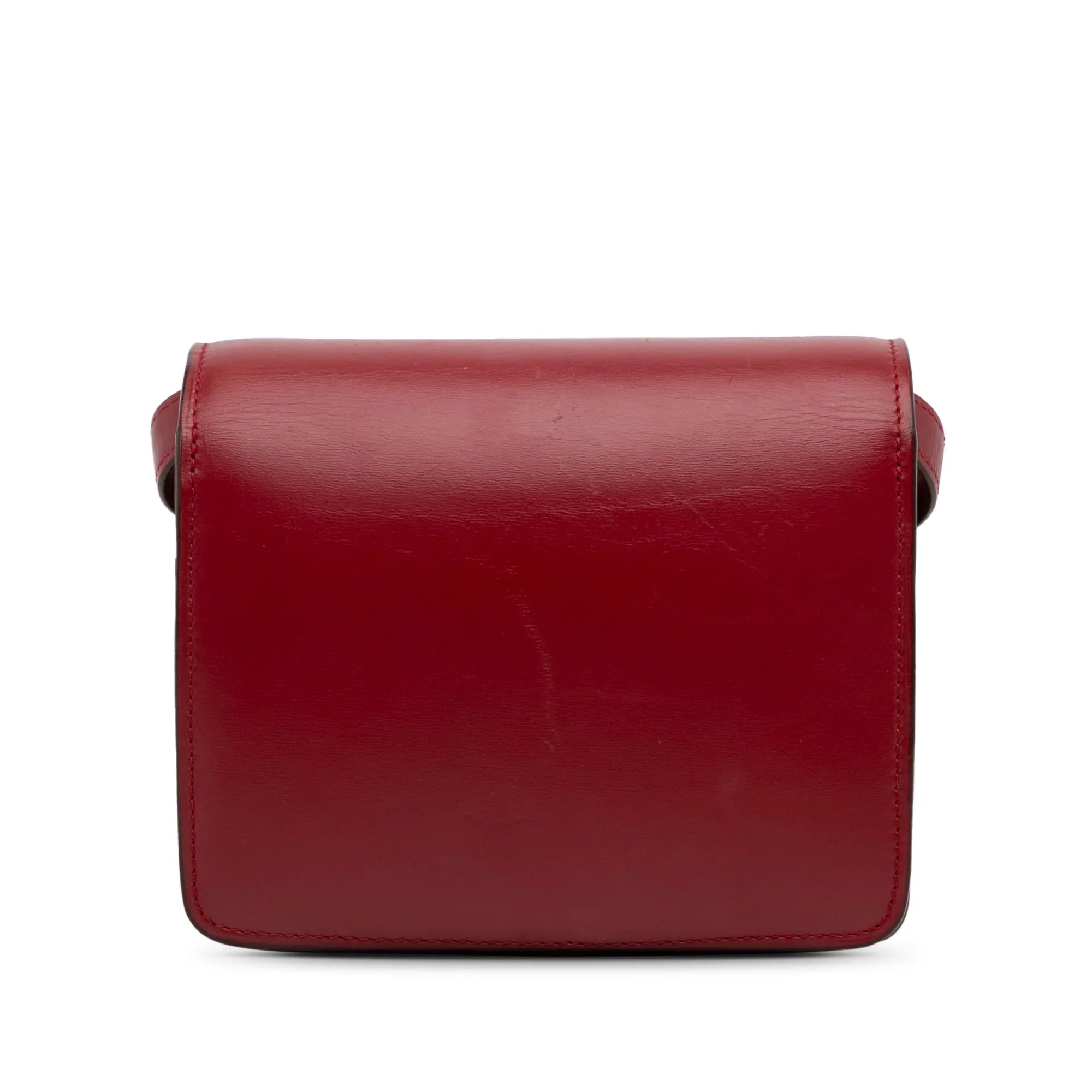 Pre-Owned Authenticated Celine Small Classic Box Calf Leather Red Crossbody Bag Unisex (Good)