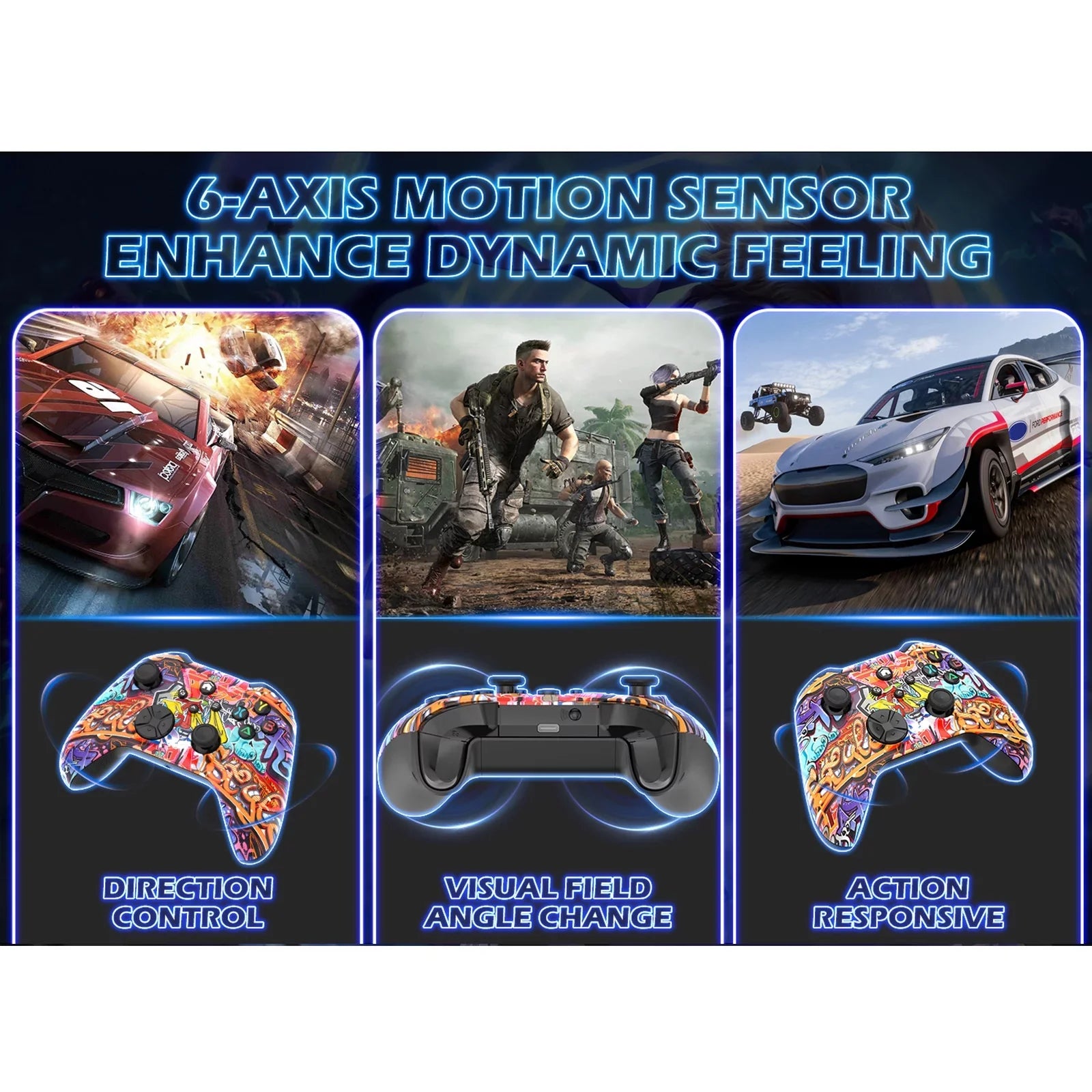Bonadget 32Ft Wireless Xbox One Controller,Graffiti Custom Xbox Controller Built-in Dual Vibration and 3.5mm Audio Jack with  Function - Compatible with Xbox One S/X/Xbox Series X/S/Window