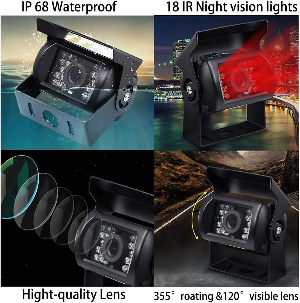 Camecho Truck Backup Camera Heavy Duty 18  Night Vision Waterproof Vehicle Rear View Camera 12 V 24V Backup