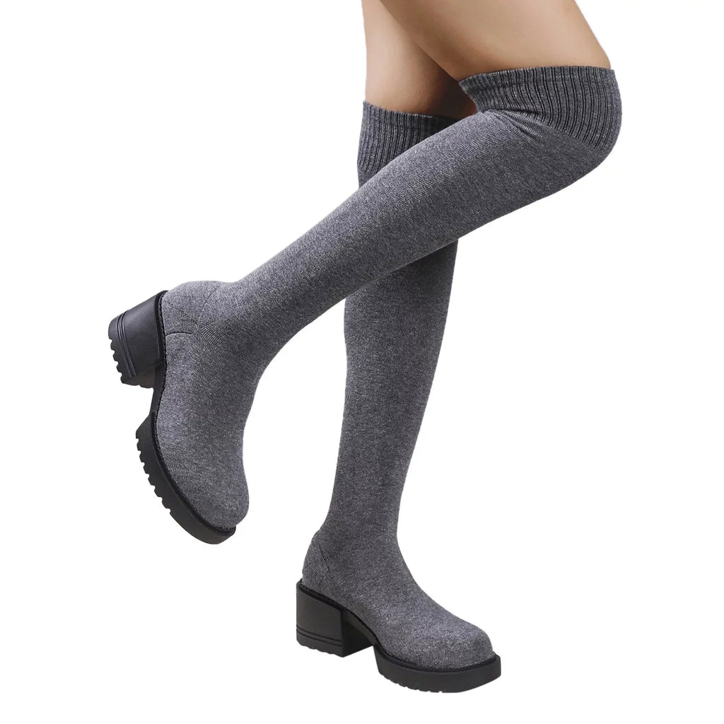 Pull on Work Boots Women Minimalist Heeled Sock Boots Long Boots Ladies Knee Length Boots Buckle Winter Boots for Women Waterproof Snow Size 11