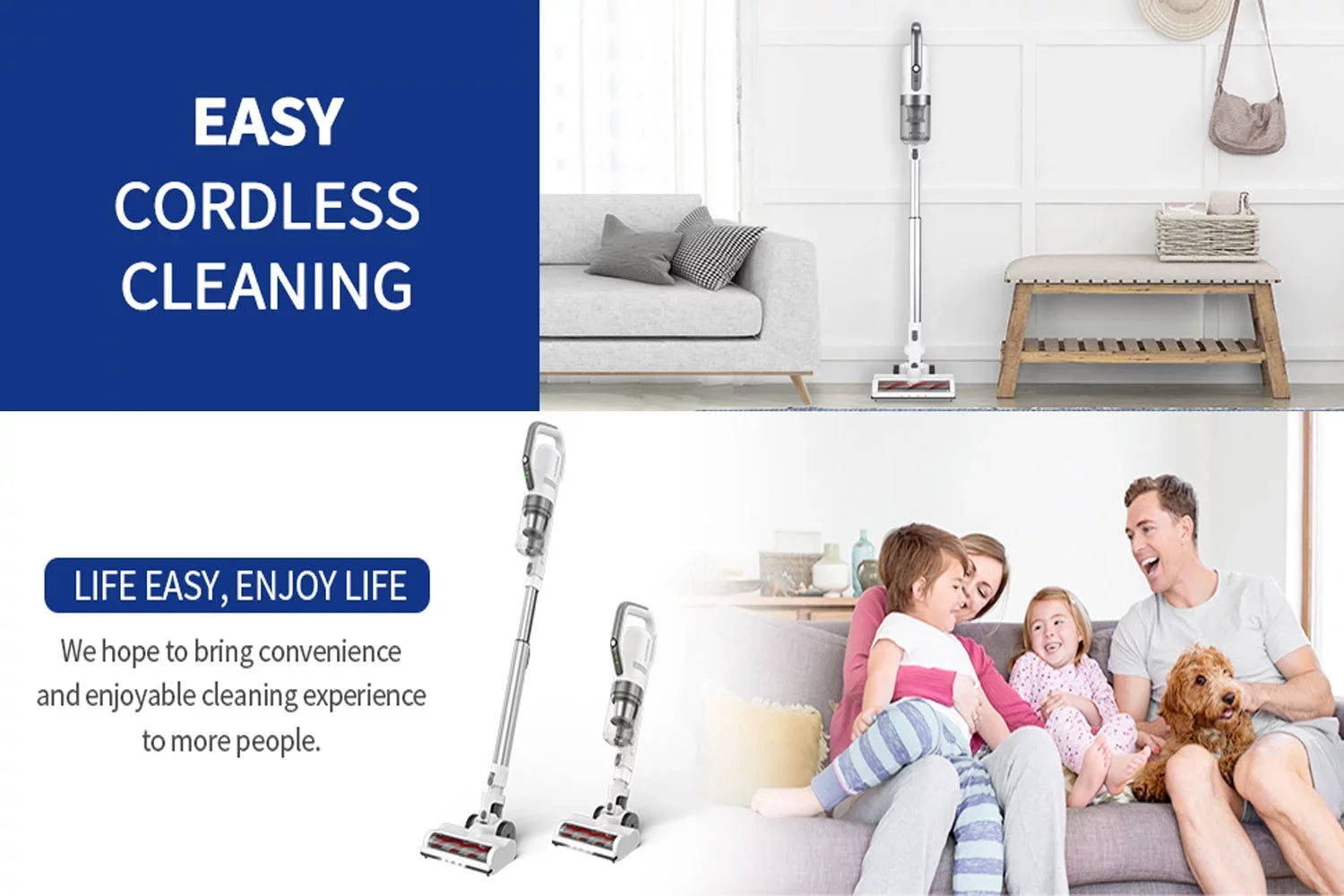 Cordless Vacuum 4-in-1 Lightweight Stick Vacuum Cleaner for Carpet, Hard Floors, Pet Hair - H21
