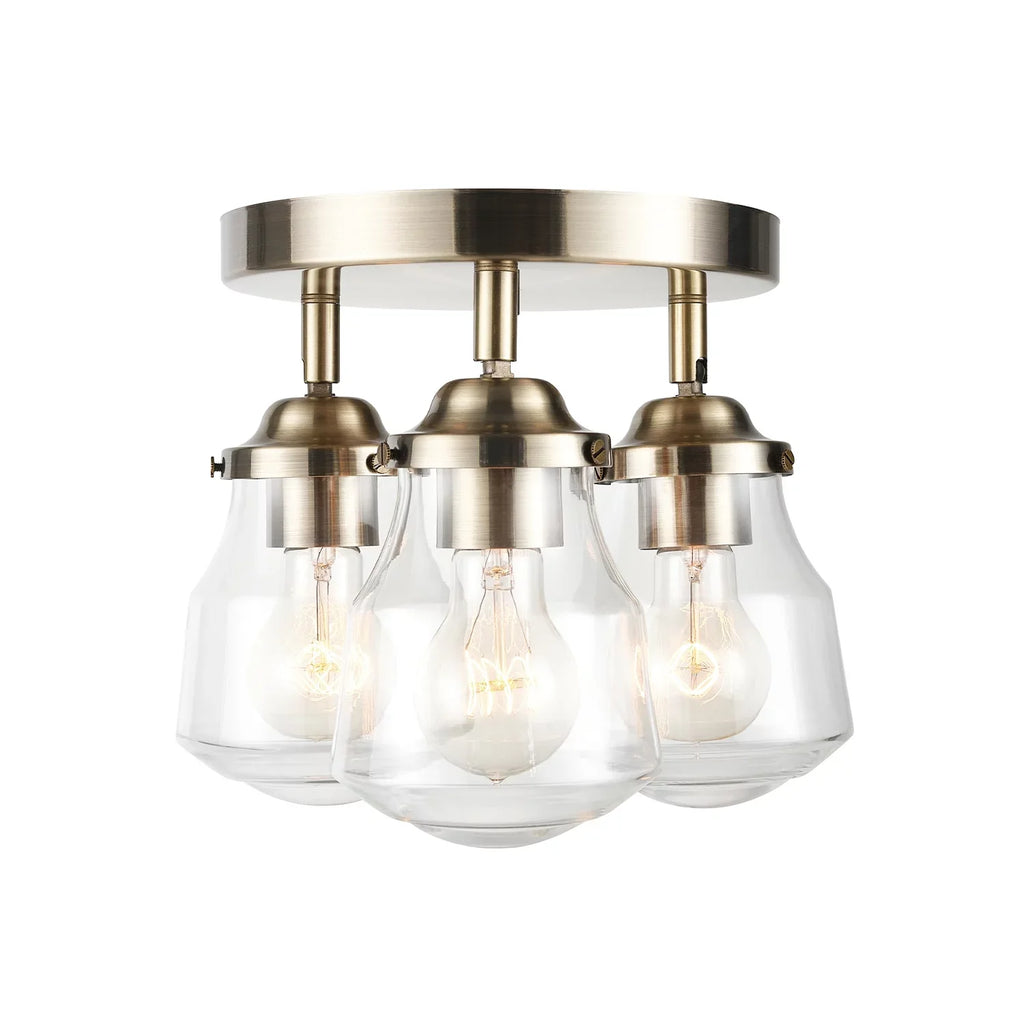 Globe Electric Gerard 3-Light Antique Brass Track Lighting Canopy Light with Clear Glass Shades, Bulbs Included, 59761