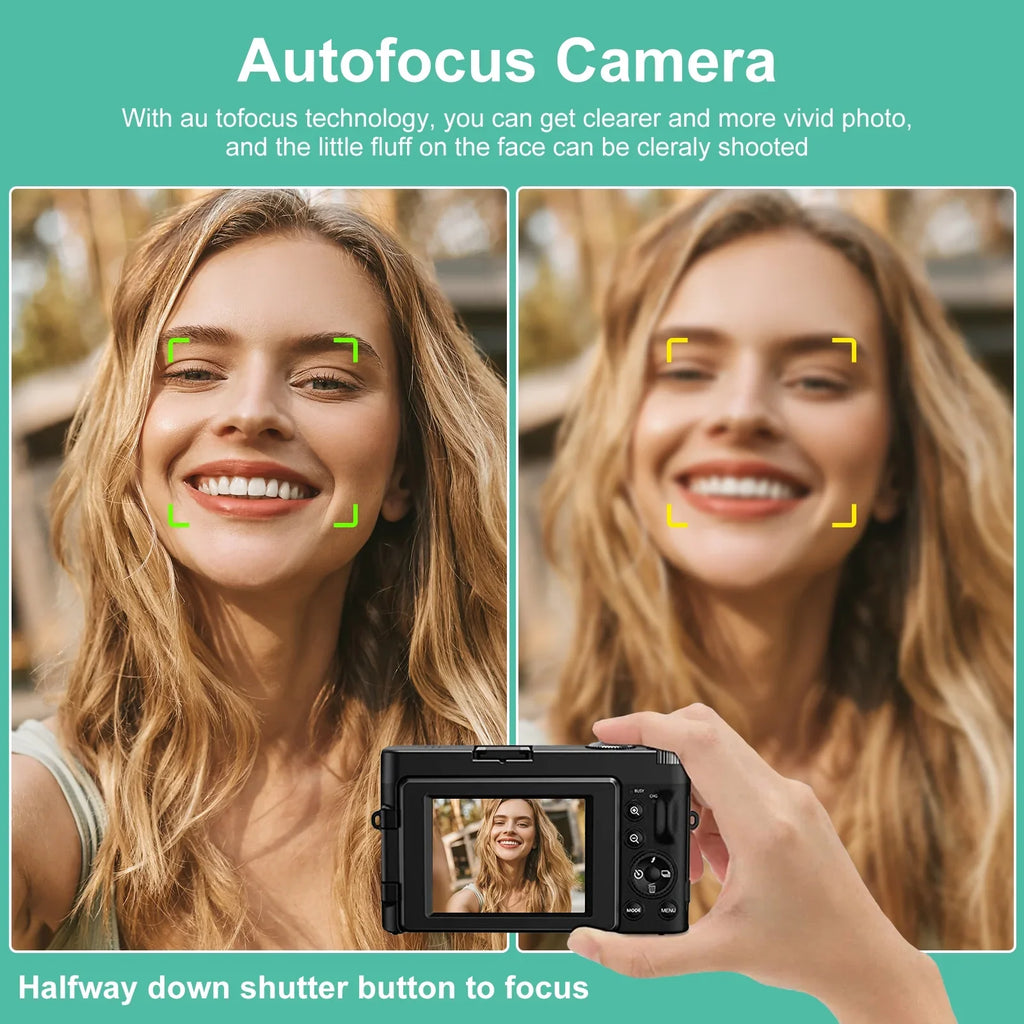 Vlogging Camera 4K Digital Camera for Photography Autofocus 16X Digital Zoom 48MP Video Cameras for YouTube with 32GB Card