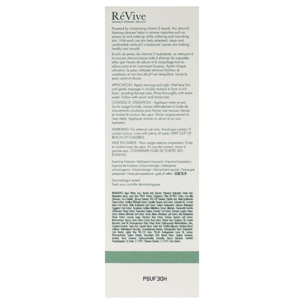 Revive Foaming Cleanser Enriched Hydrating Wash , 4.2 oz Cleanser