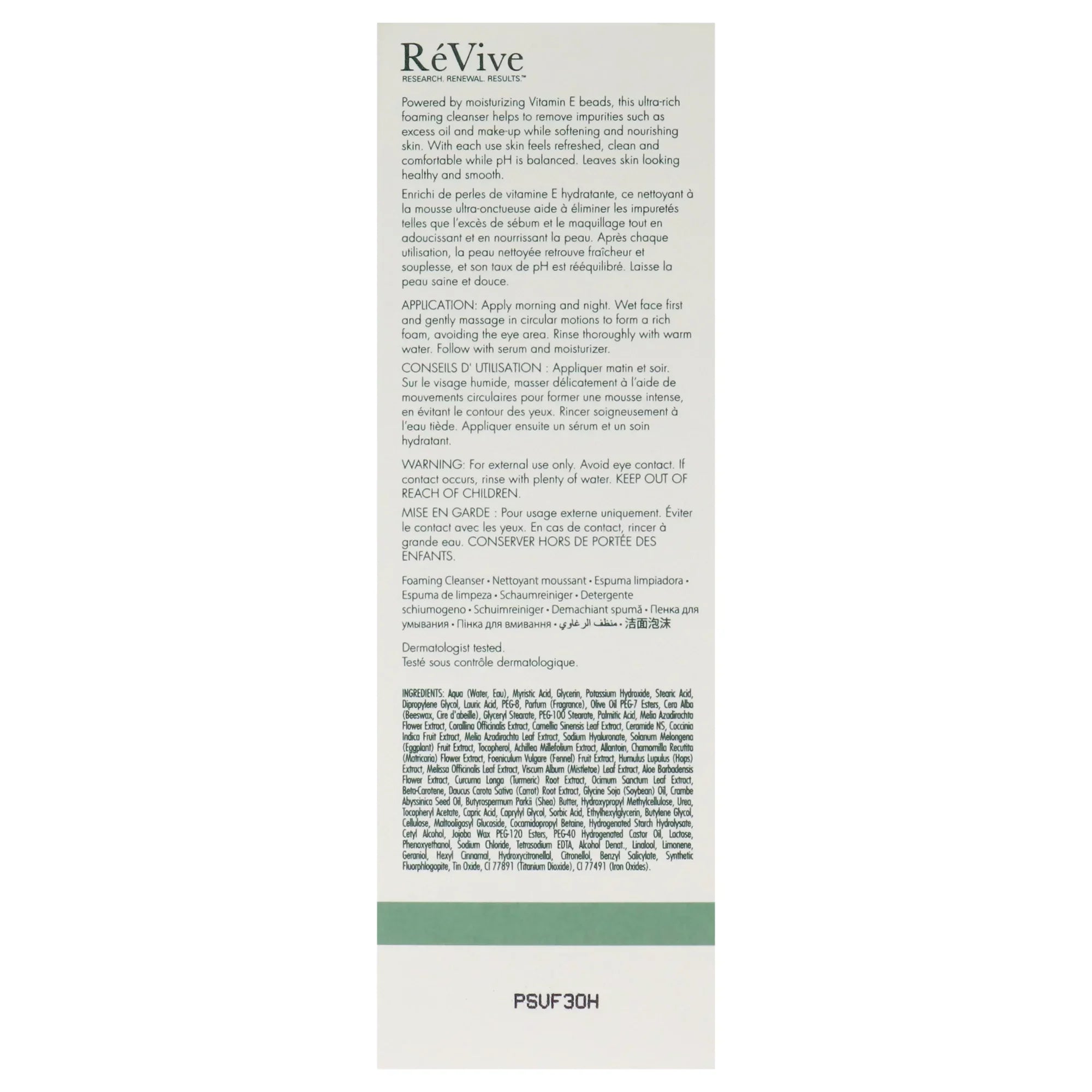 Revive Foaming Cleanser Enriched Hydrating Wash , 4.2 oz Cleanser
