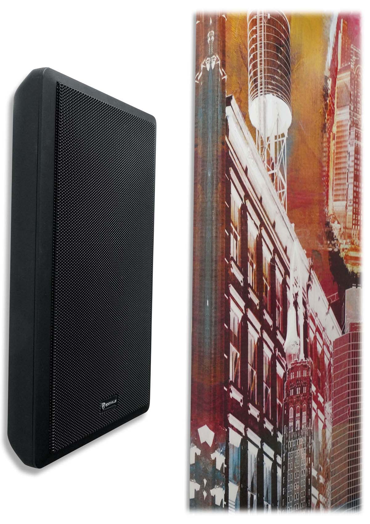Rockville RPA40BT 4-Room Home Audio Kit Receiver+(8) Black Slim Wall Speakers