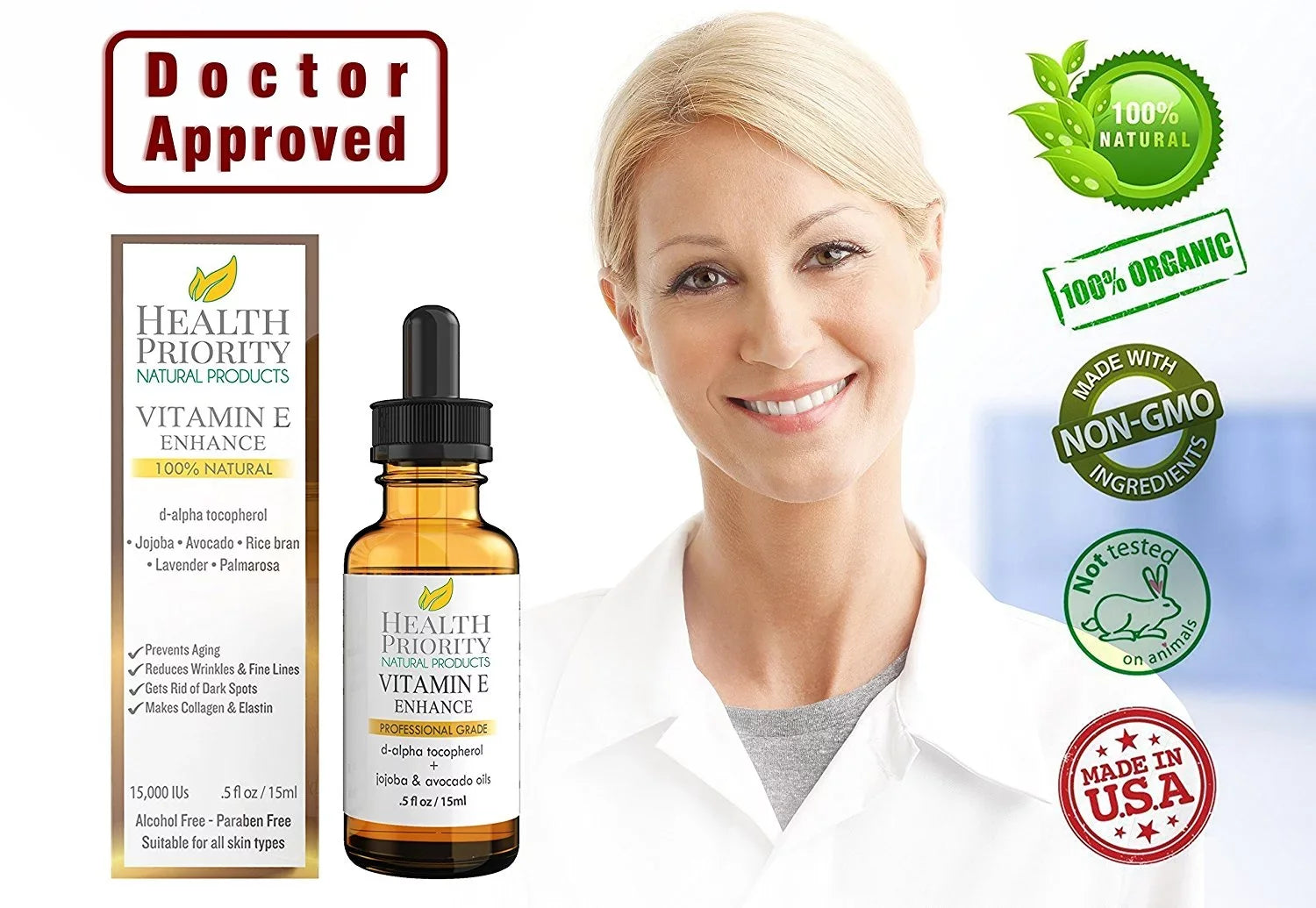 Organic Vitamin E Oil - Small Batch, Handmade in the  - Unscented, 0.5 oz