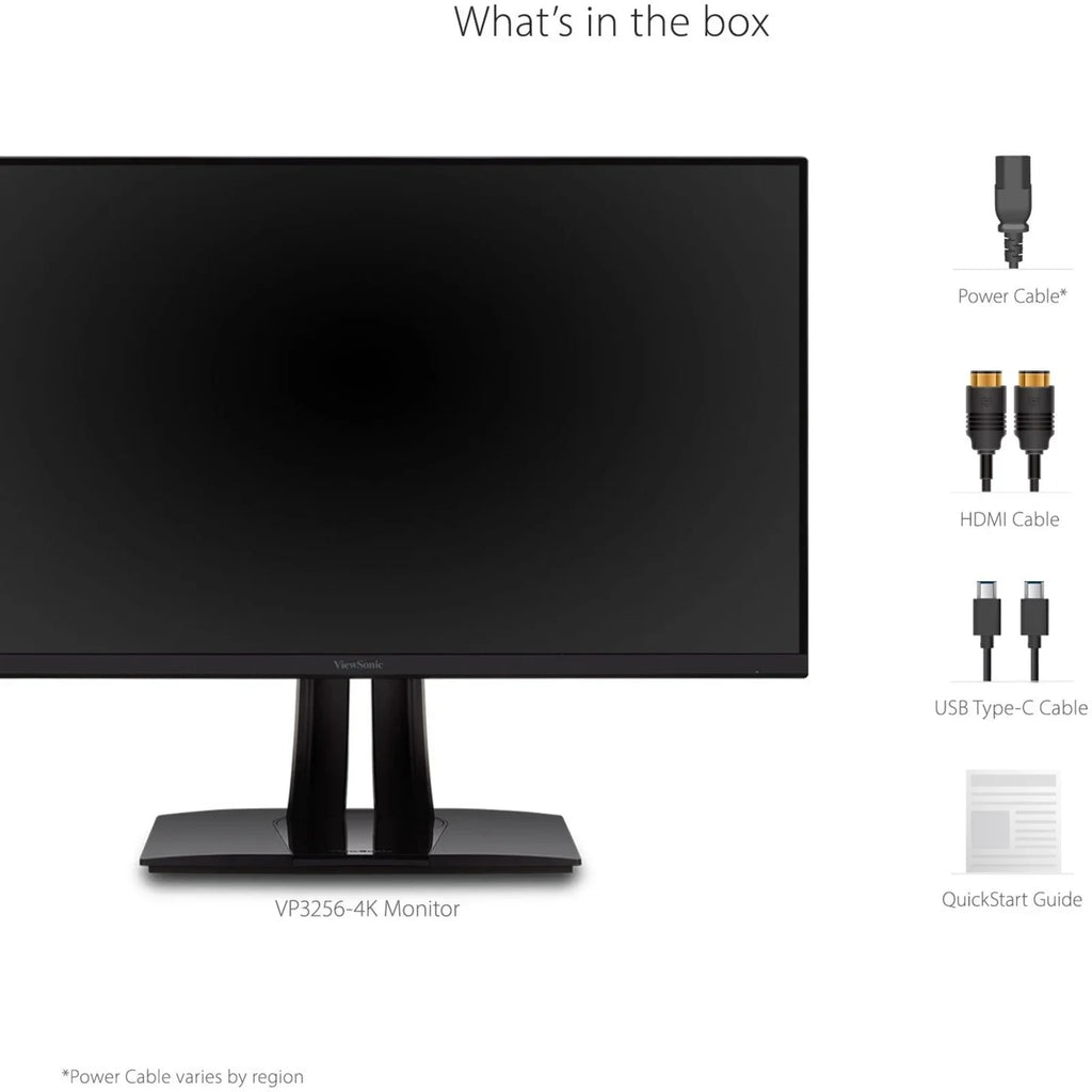 ViewSonic VP3256-4K 32 Inch Premium  4K Ergonomic Monitor with Ultra-Thin Bezels, Color Accuracy, Pantone Validated, , DisplayPort and  C for Professional Home and Office