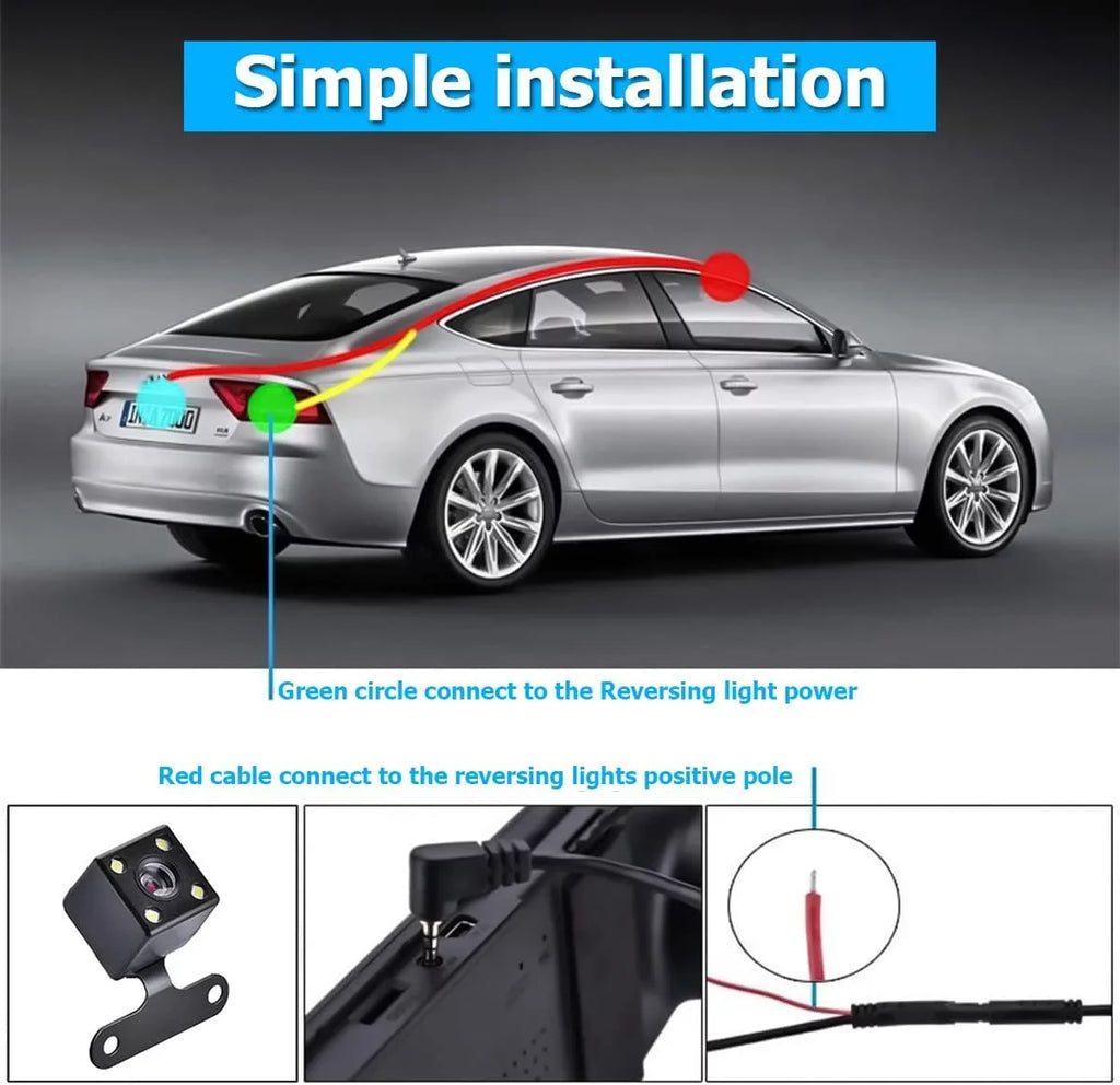 Mirror Dash Cam for Car, 4.3" Backup Smart Rearview Mirror Camera, Waterproof  1080P Front and Rear Wide Angle,