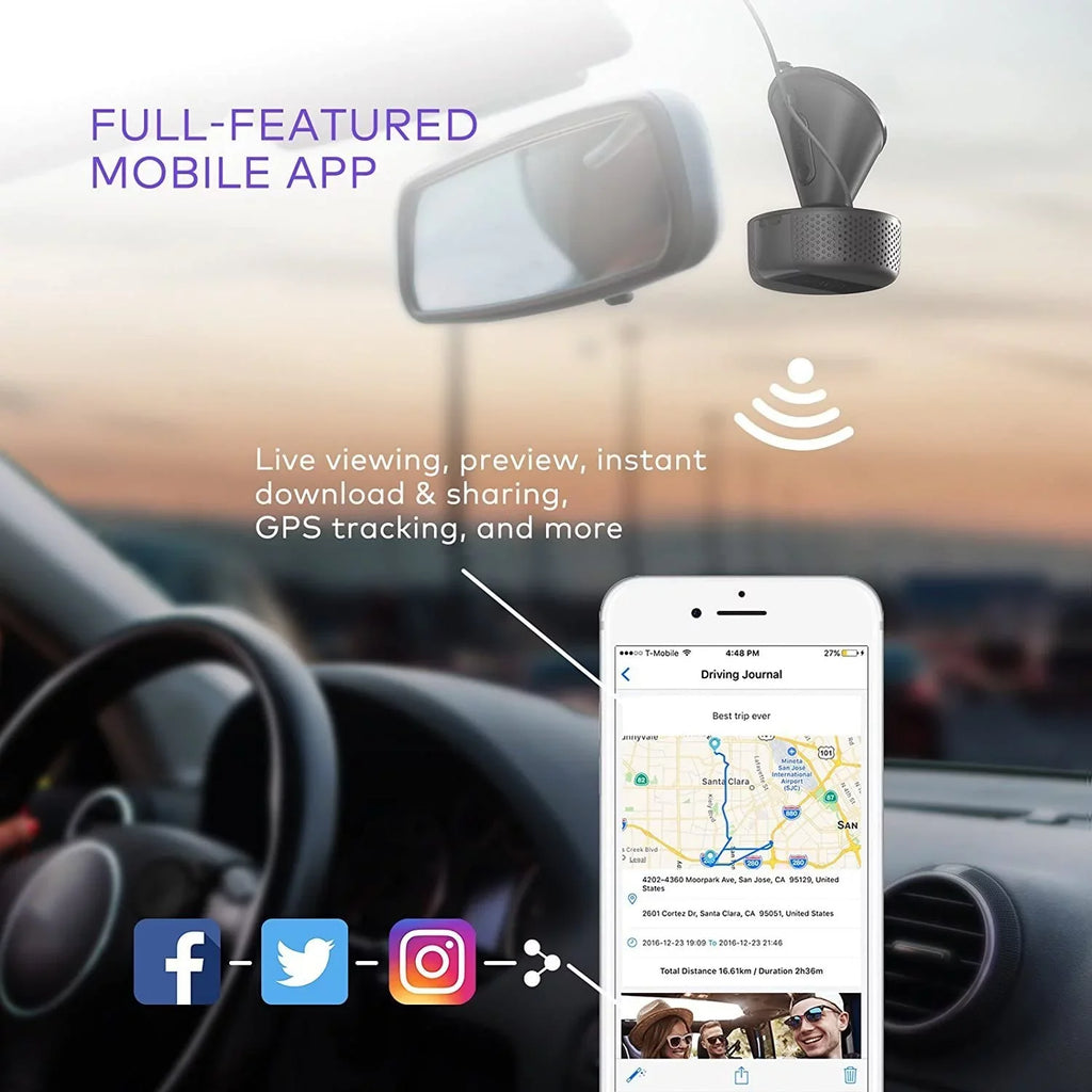 Dash Cam |  1920X1080P@60Fps | Wi-Fi Car Dash Camera | Sony Night Vision Sensor | Dashboard Camera Recorder with  | Parking Mode | G-Sensor | Support 128GB Max