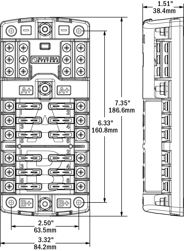 Blue Sea Systems 5032  Blade Split Bus Fuse Block