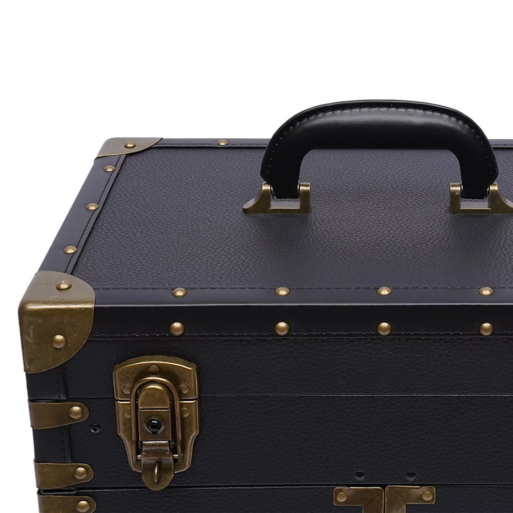 Miumaeov Rolling Lockable Makeup Train Case, Hairdressing Trolley Stylist Beauty Salon Cosmetic Luggage, Travel Organizer Tool Box with Hair Dryer Holder