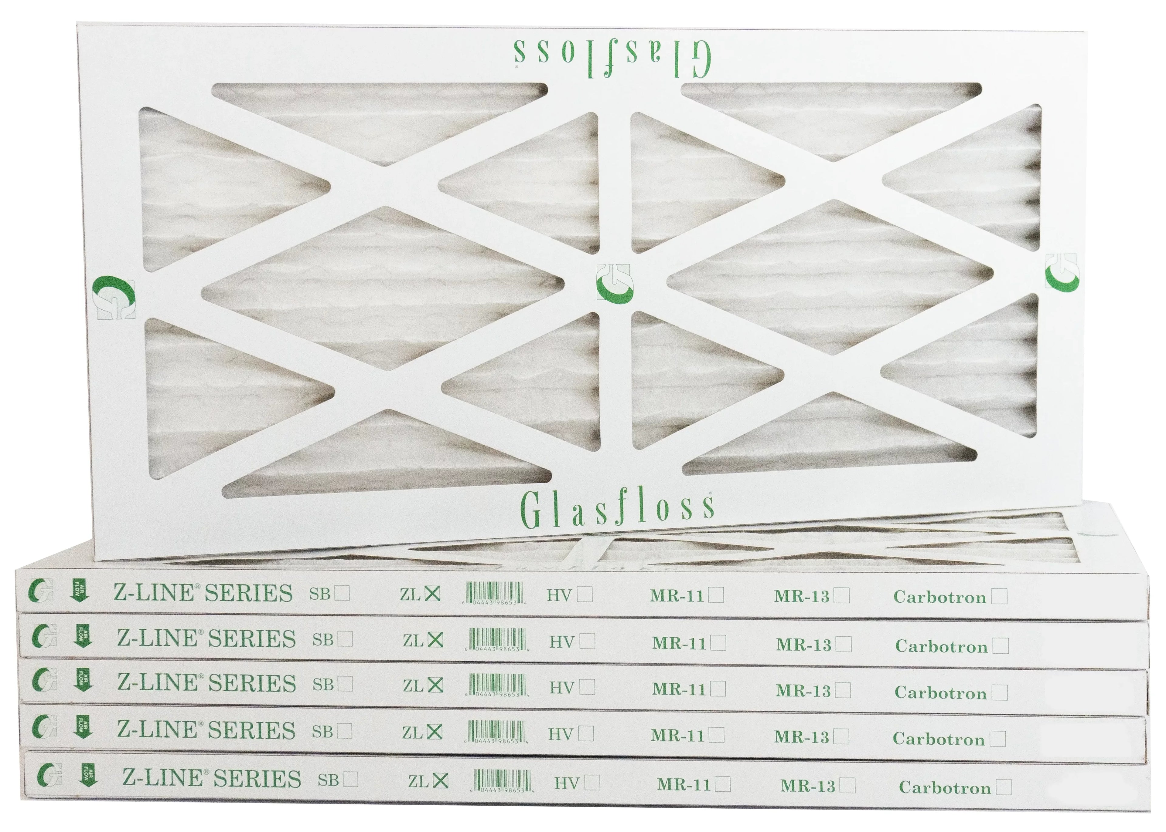 Glasfloss 22x28x1 -  10 -Qty:6 - Furnace Air Filter - Made in  (Actual Size: 21.5 x 27.5x7/8 inch)