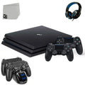 Sony PlayStation 4 Pro 1TB Gaming Console Black with Charging Dock Headset 2 Controller Bolt Axtion Like New