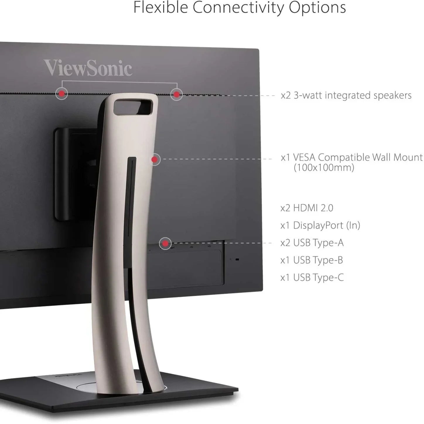 ViewSonic VP3256-4K 32 Inch Premium  4K Ergonomic Monitor with Ultra-Thin Bezels, Color Accuracy, Pantone Validated, , DisplayPort and  C for Professional Home and Office