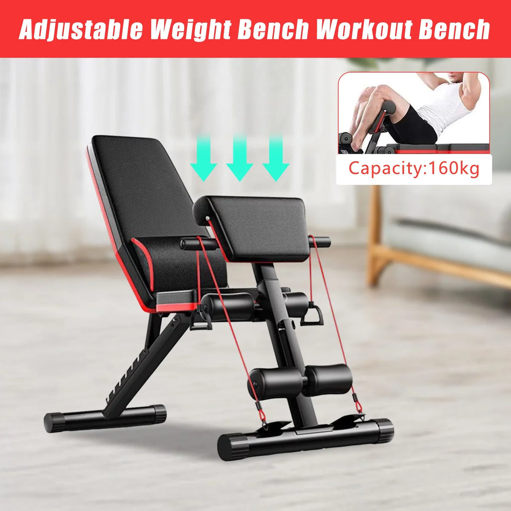 TOOL1SHOoo Foldable Adjustable Weight Bench Incline Decline Exercise for Full Body Workout Home Gym with Fast Folding