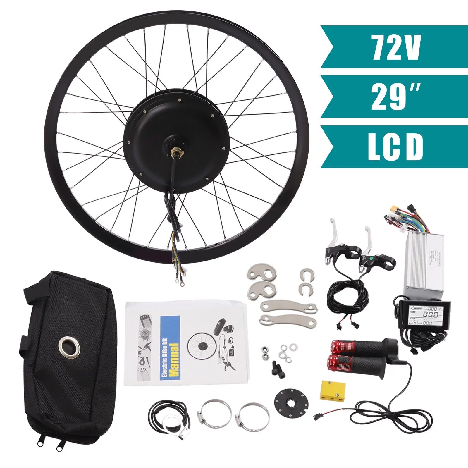 29" Electric Bicycle Conversion Kit 72V 2000W E-bike Motor+ Rear Wheel And