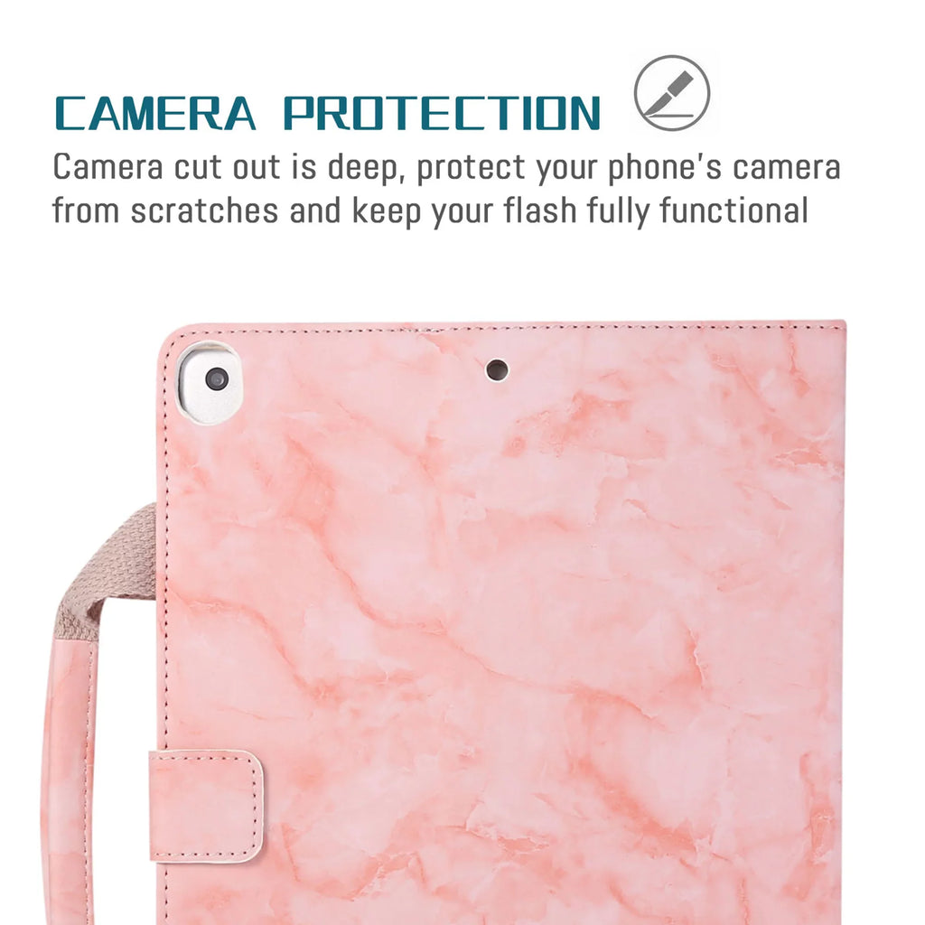 iPad 6th Generation Case, iPad 5th Gen Case, iPad Air 2 & 1st/iPad Pro 9.7 Case, Dteck Multi-Angle Stand Magnetic  Leather Bag Folio Cover with Handle Document Pocket [Auto Wake/Sleep], Pink Marble