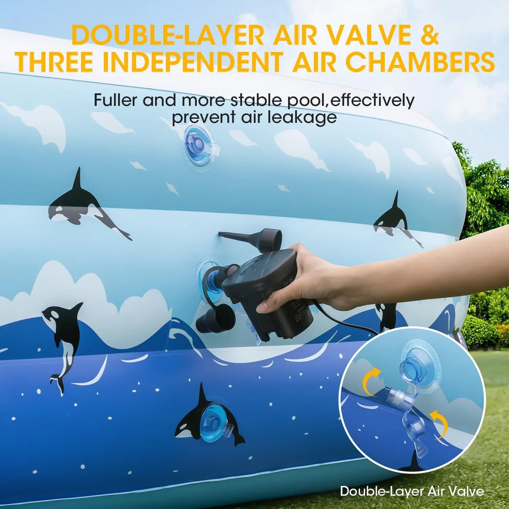 Extra Large Inflatable Pool with Pump, 130"x72"x22" Blow Up Inflatable Swimming Pools for Adults, Full-Sized Family Thickened Above Ground Swimming Pool for Backyard Home Garden Lawn Indoor Outdoor