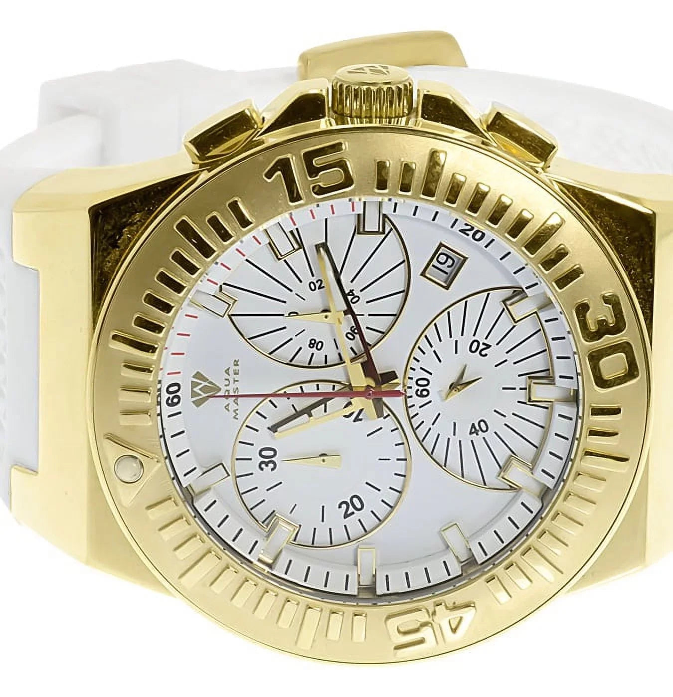 Mens Gold Tone Joe Rodeo Jojo 49mm White Silicone Band Chronograph Watch