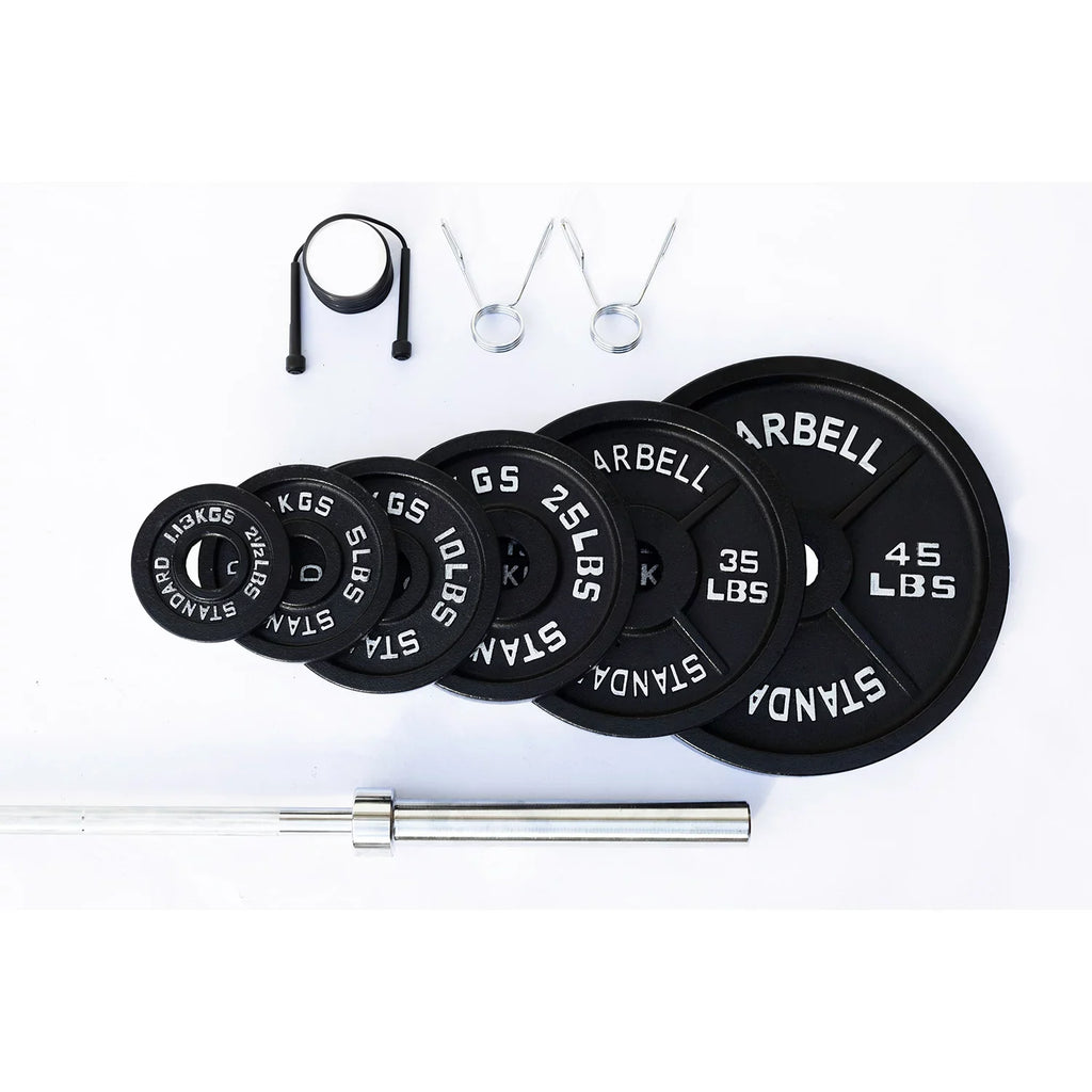 McCarty Fitness Supply Fortek 300 Lb Olympic Weight Plate Set and Barbell