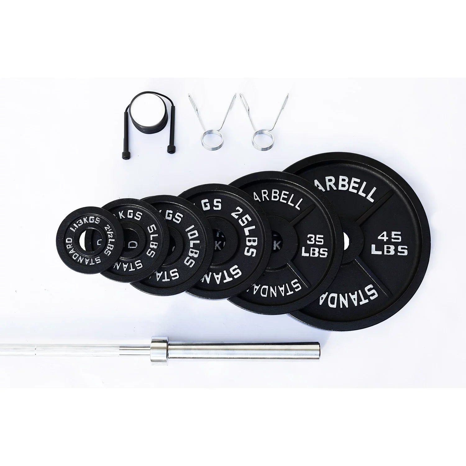 McCarty Fitness Supply Fortek 300 Lb Olympic Weight Plate Set and Barbell