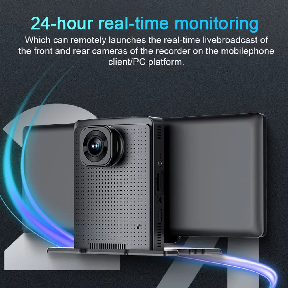 walmeck Multi-language Dual Lens Car Video Recorder Auto Dash Cam Car Recorder Night Viewing 10.26in  170 Degree Wide Angle Car Global Positioning System Navigation