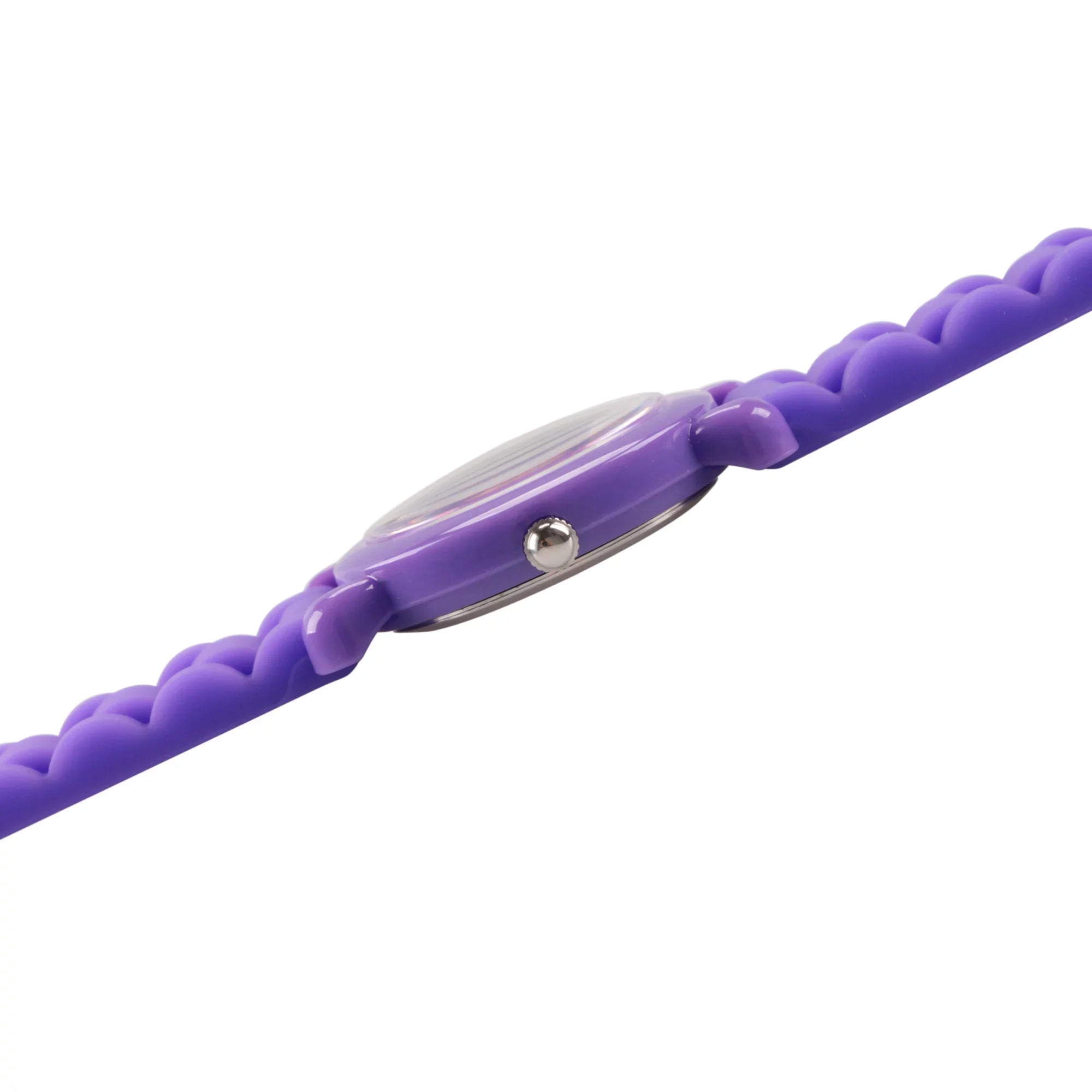 Frozen Elsa and Anna Girls' Purple Plastic Time Teacher Watch, Purple Silicon Strap